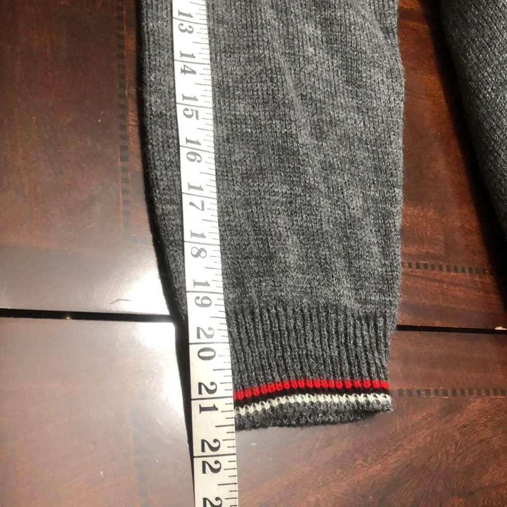 Amana Colonies Gray Red Black Grandma Chic Button Front Sweater size L/XL